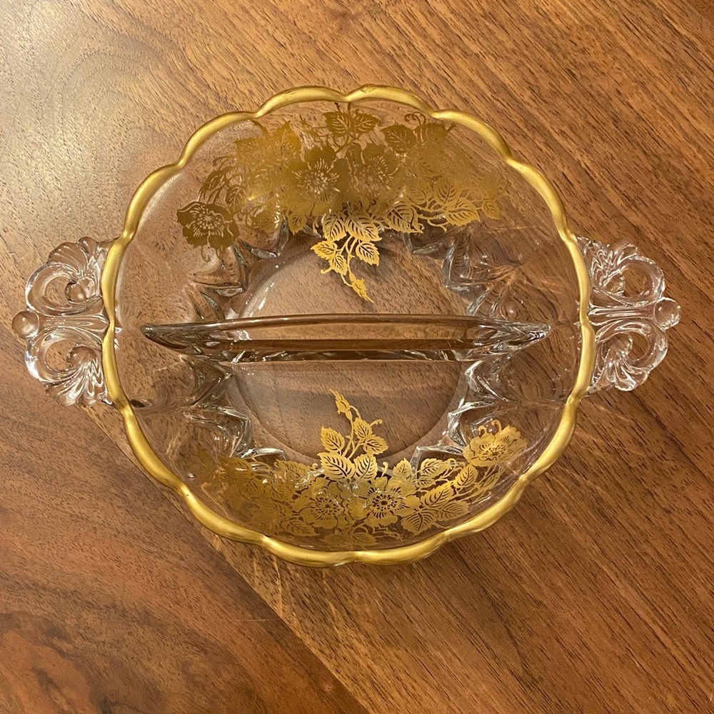 MCM vintage Viking New Martinsville Janice pattern divided relish dish